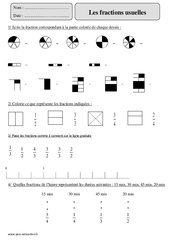 Fractions usuelles - Exercices corrigés - Numération - Mathématiques : 5eme Primaire - PDF à imprimer