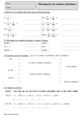 Décomposer les nombres décimaux - Exercices corrigés - Numération - Mathématiques : 5eme Primaire
