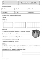 Multiplication à 1 chiffre - Exercices corrigés - Calcul - Mathématiques : 5eme Primaire - PDF à imprimer