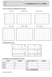 Multiplication à 2  chiffres - Exercices corrigés - Calcul - Mathématiques : 5eme Primaire - PDF à imprimer