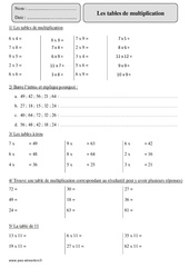 Tables de multiplication - Exercices corrigés - Calcul - Mathématiques : 5eme Primaire