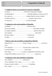 Imparfait de l’indicatif - Exercices corrigés - Conjugaison - Français : 5eme Primaire - PDF à imprimer