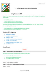 La Terre et le système solaire - Séquence - Fiche de préparation : 6eme Primaire - PDF à imprimer