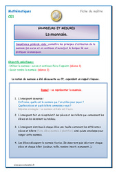Monnaie - Séquence - Fiche de préparation : 2eme Primaire - PDF à imprimer