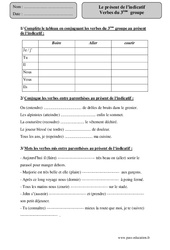 Verbes du   groupe - Présent de l’indicatif - Exercices corrigés - Conjugaison : 5eme Primaire - PDF à imprimer