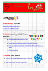Calendrier pédagogique - Noël - Décembre : Primaire - Cycle Fondamental - PDF à imprimer