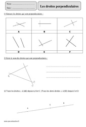 Droites perpendiculaires - Exercices corrigés - Géométrie - Mathématiques : 5eme Primaire