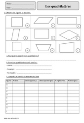 Quadrilatères - Exercices corrigés - Géométrie - Mathématiques : 5eme Primaire - PDF à imprimer