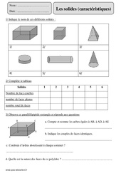 Solides - Exercices corrigés - Géométrie - Mathématiques : 5eme Primaire - PDF à imprimer