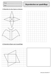 Reproduction sur quadrillage - Exercices corrigés - Géométrie - Mathématiques : 5eme Primaire - PDF à imprimer