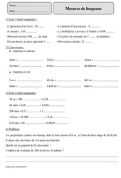Mesures de longueur - Exercices corrigés - Mesures et Grandeurs - Mathématiques : 5eme Primaire - PDF à imprimer