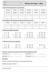 Mesures de temps - Calcul - Exercices corrigés - Mesures et Grandeurs - Mathématiques : 5eme Primaire - PDF à imprimer