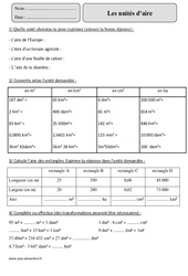 Unités d'aire - Exercices corrigés - Mesures et Grandeurs - Mathématiques : 5eme Primaire - PDF à imprimer