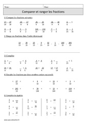 Comparer et ranger les fractions - Exercices corrigés - Numération - Mathématiques : 4eme Primaire - PDF à imprimer