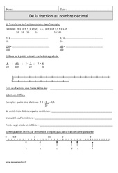 De la fraction au nombre décimal - Exercices corrigés - Numération - Mathématiques : 4eme Primaire - PDF à imprimer