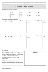 Division à 2 chiffres - Exercices corrigés - Calcul - Mathématiques : 4eme Primaire - PDF à imprimer