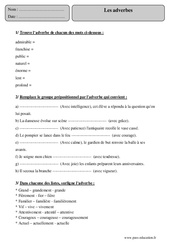 Adverbes - Exercices corrigés - Grammaire : 5eme Primaire - PDF à imprimer