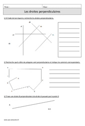 Droites perpendiculaires - Exercices corrigés - Géométrie - Mathématiques : 4eme Primaire - PDF à imprimer