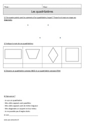 Quadrilatères - Exercices corrigés - Géométrie - Mathématiques : 4eme Primaire - PDF à imprimer