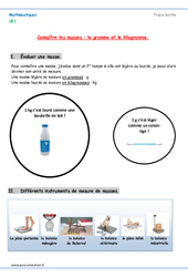 Masses- Fiches gramme et kilogramme - Cours, Leçon : 2eme Primaire - PDF gratuit à imprimer