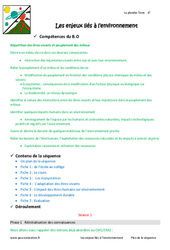 Enjeux liés à l’environnement - Séquence - Fiche de préparation : 6eme Primaire - PDF à imprimer