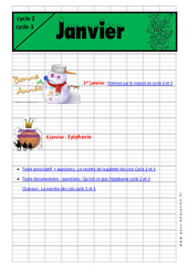 Calendrier pédagogique - Janvier - Février : Primaire - Cycle Fondamental - PDF à imprimer