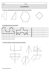 Symétrie - Exercices corrigés - Géométrie - Mathématiques : 4eme Primaire - PDF à imprimer