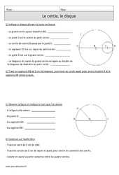 Cercle - Disque - Exercices corrigés - Géométrie - Mathématiques : 4eme Primaire - PDF à imprimer