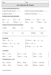 Mesures de masse - Exercices corrigés - Mesures - Mathématiques : 4eme Primaire - PDF à imprimer