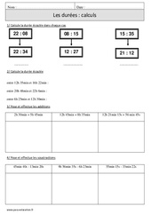 Durées - Calcul - Exercices corrigés - Mesures - Mathématiques : 4eme Primaire - PDF à imprimer
