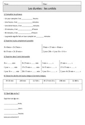Durées - Unités - Exercices corrigés - Mesures - Mathématiques : 4eme Primaire - PDF à imprimer