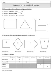 Périmètres - Mesures et calculs - Exercices - Mathématiques : 4eme Primaire - PDF à imprimer