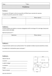 Aires - Problèmes mesures - Exercices corrigés - Mathématiques : 4eme Primaire - PDF à imprimer