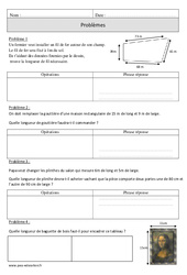 Périmètre - Problèmes mesures - Exercices corrigés - Mathématiques : 4eme Primaire - PDF à imprimer