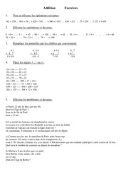 Addition - Exercices - Calcul - Mathématiques : 4eme Primaire - PDF à imprimer