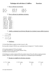 Division à 2 chiffres - Exercices - Calcul - Mathématiques : 4eme Primaire - PDF à imprimer