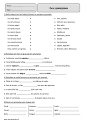 Synonymes - Exercices corrigés - Vocabulaire : 5eme Primaire - PDF à imprimer