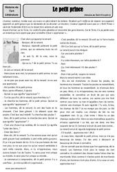 Le petit prince - Saint Exupéry - Arts du langage - Histoire des arts - XXème siècle : 5eme Primaire - PDF à imprimer