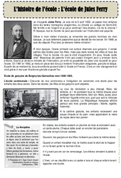 L'histoire de l'école - l'école de Jules Ferry - Lecture de la rentrée : 1ere, 2eme Primaire - PDF à imprimer