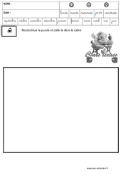 Puzzle - Jeux de la rentrée : 1ere, 2eme, 3eme Maternelle - Cycle Fondamental - PDF à imprimer