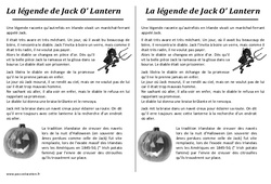 La légende de Jack o lantern - Halloween - Récit : 3eme, 4eme, 5eme Primaire
