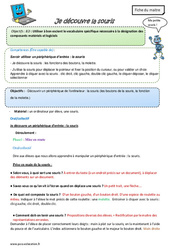 Découvrir la souris - Séquence - Fiche de préparation : 3eme, 4eme, 5eme Primaire - PDF à imprimer