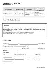 L'accident - Dictée préparée 1 - A trous : 4eme Primaire - Cycle 3 - PDF à imprimer