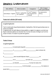 Le géant glouton - Dictée préparée 6 - A trous : 4eme Primaire - Cycle 3 - PDF à imprimer