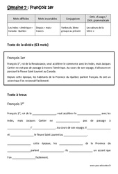 François 1er - Dictée préparée 7 - A trous : 4eme Primaire - Cycle 3 - PDF à imprimer