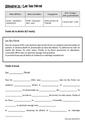 Les îles Féroé - Dictée préparée 11 - A trous : 4eme Primaire - Cycle 3 - PDF à imprimer