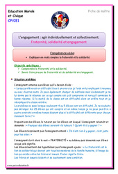 Fraternité, solidarité et engagement - Séquence - Fiche de préparation : 1ere, 2eme Primaire - PDF à imprimer