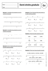 Demi - droite graduée - Exercices corrigés - Nombres entiers : 6eme Primaire - PDF à imprimer