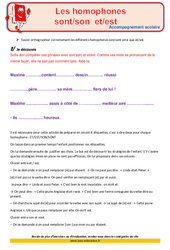 Homophones - Soutien scolaire - Aide aux devoirs : 4eme Primaire - PDF à imprimer