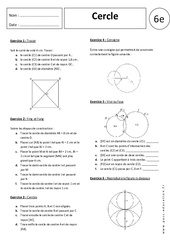 Cercle - Exercices corrigés - Géométrie : 6eme Primaire